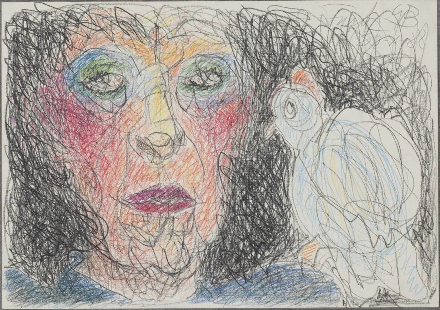 1436964494-self-portrait with bird 1988 drawing small